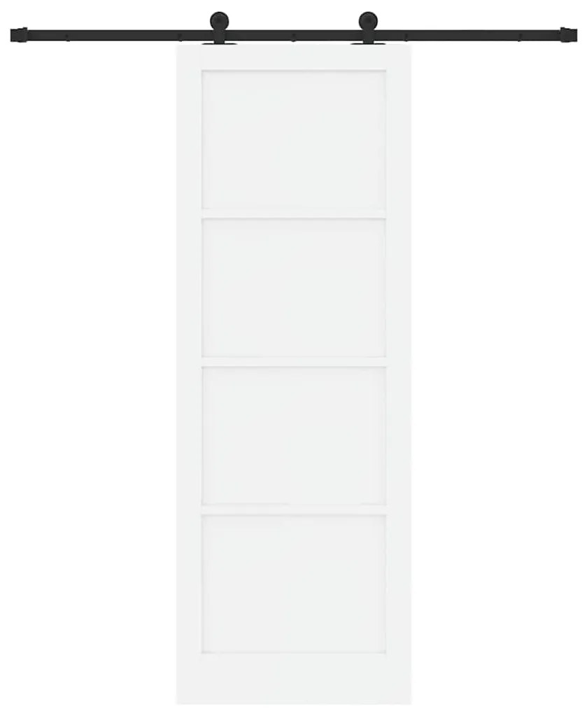 Porta de Correr com Conjunto de Hardware Branca 83x232 cm Madeira Sóli