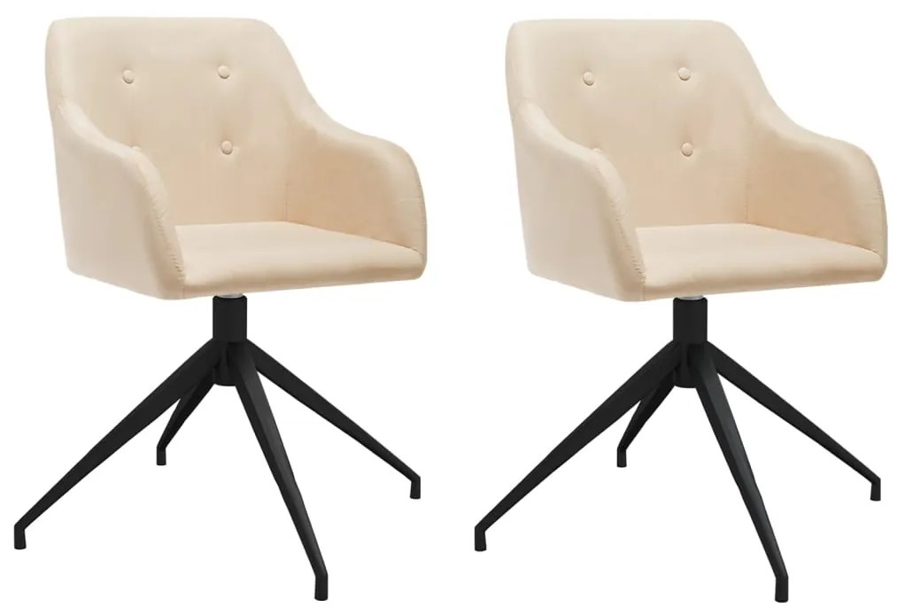 vidaXL Cadeiras de jantar giratórias 2 pcs tecido cor creme