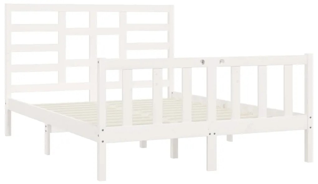 Estrutura de cama 160x200 cm madeira de pinho maciça branco