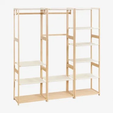 Guarda-roupa Modular Aberto Deneb De 3 Peças Com Prateleiras De Bambu Natural - Sklum