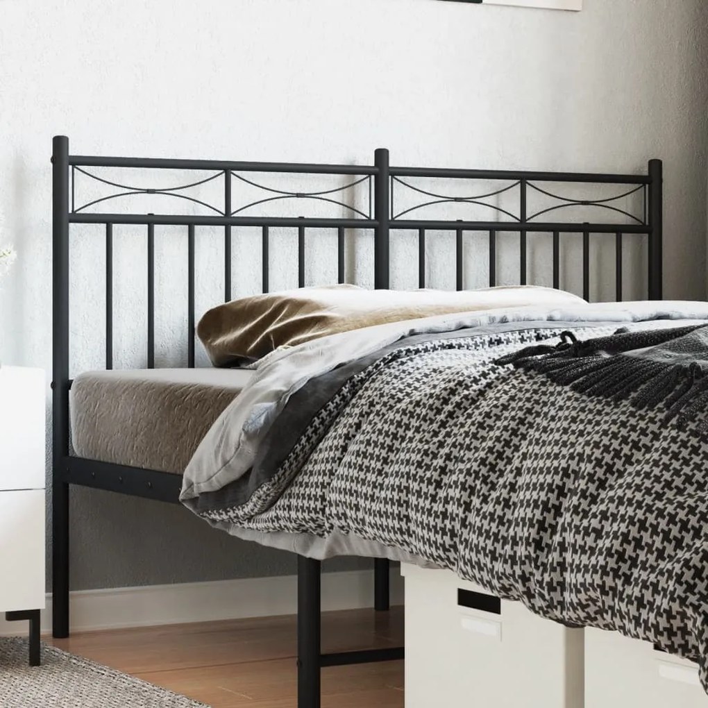 vidaXL Cabeceira de cama 140 cm metal preto