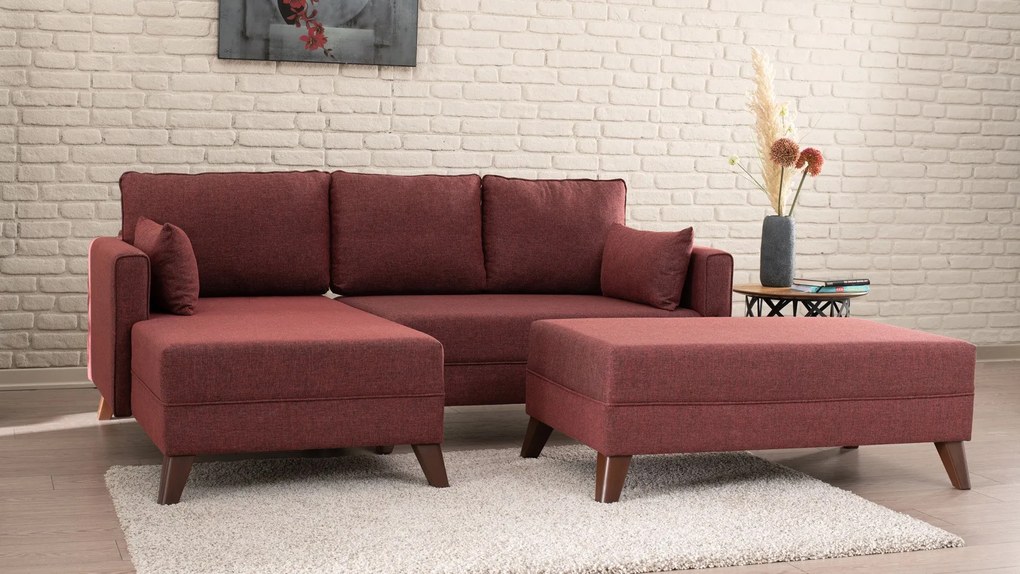 Sofá-cama de canto Bella – Vermelho Bordô – 205 x 85 x 140 cm