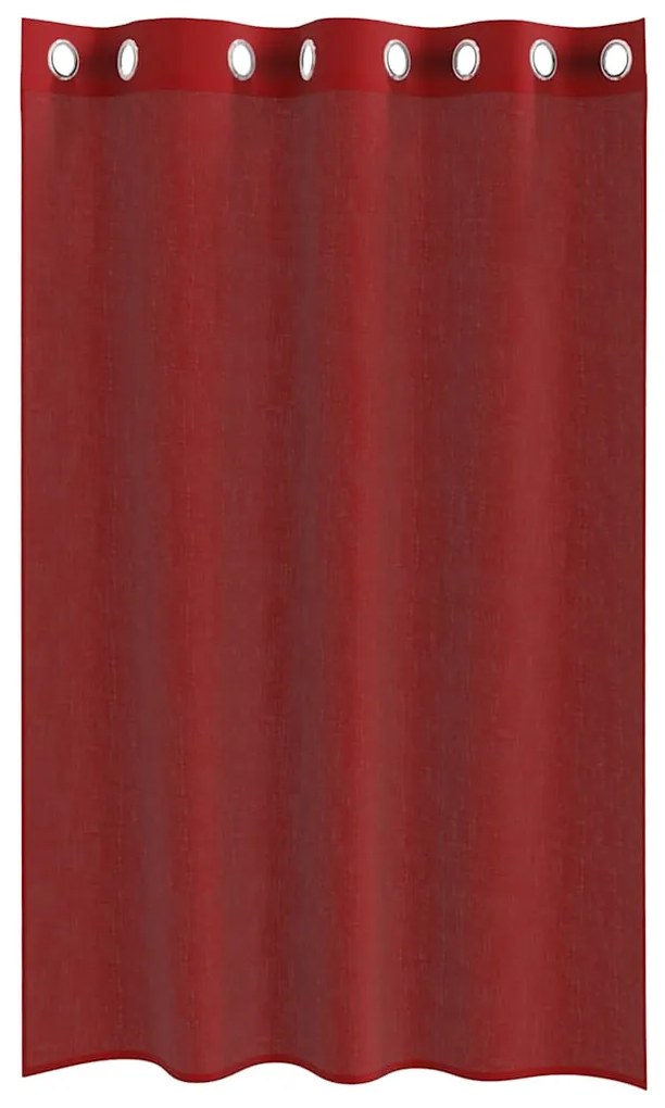 Cortinas de voile com ilhós 2 pcs vermelho tinto