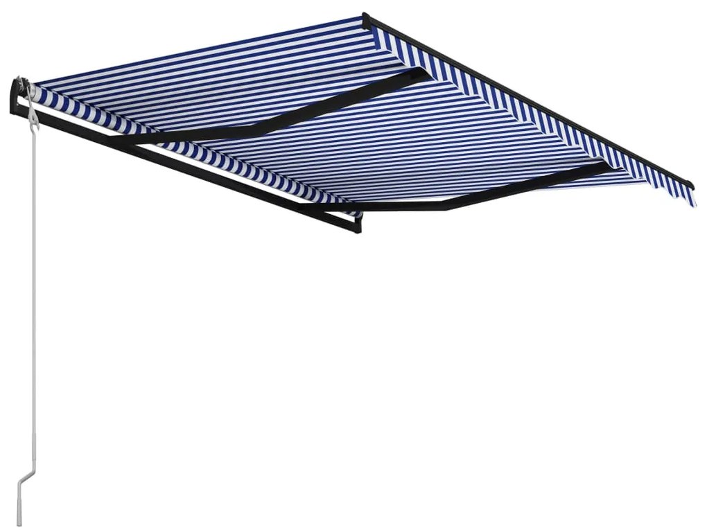 Toldo retrátil automático 350x250 cm azul e branco