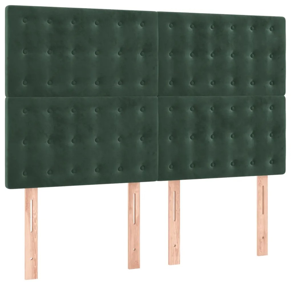 Cama com molas/colchão 140x200 cm veludo verde-escuro