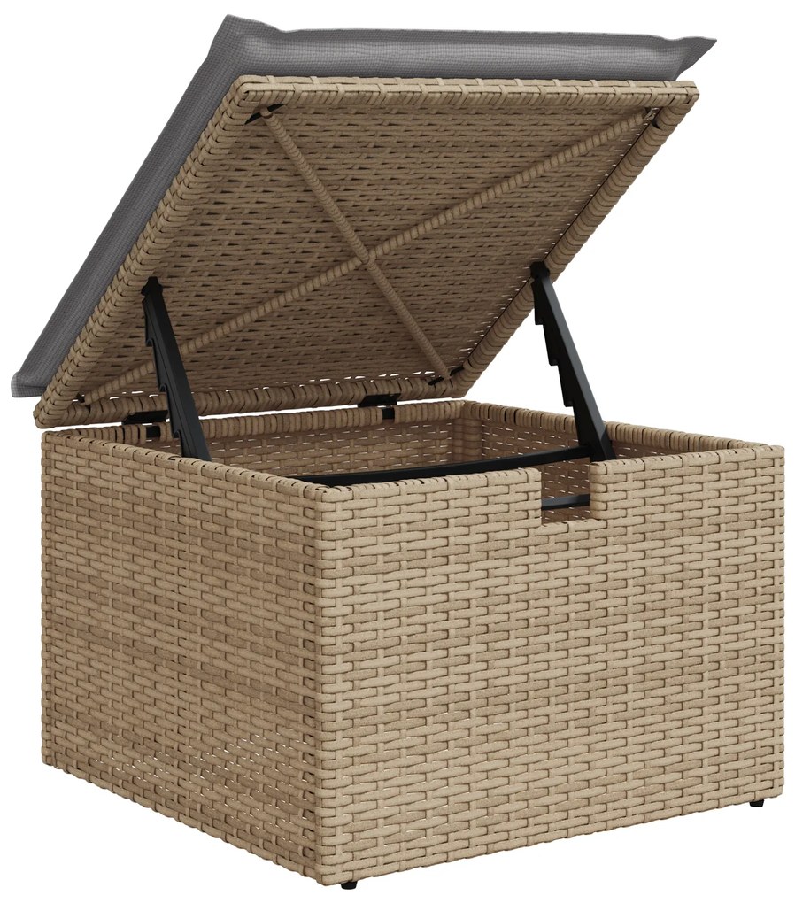 Conjunto de Sofá de Jardim 6 Peças com Almofadas Bege Rattan Poliéster