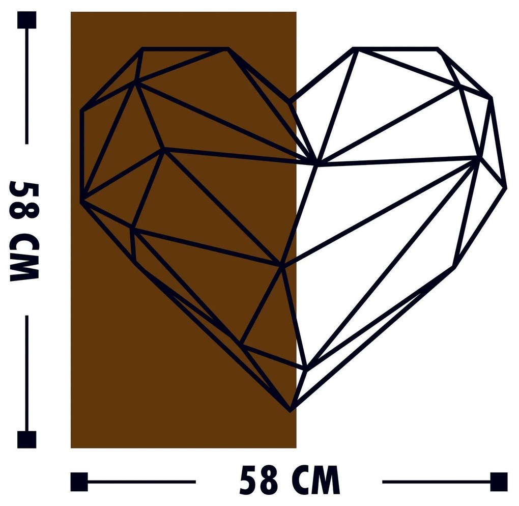 Acessório Decorativo de Parede Coração – Nogueira e Preto – 58 x 58 cm