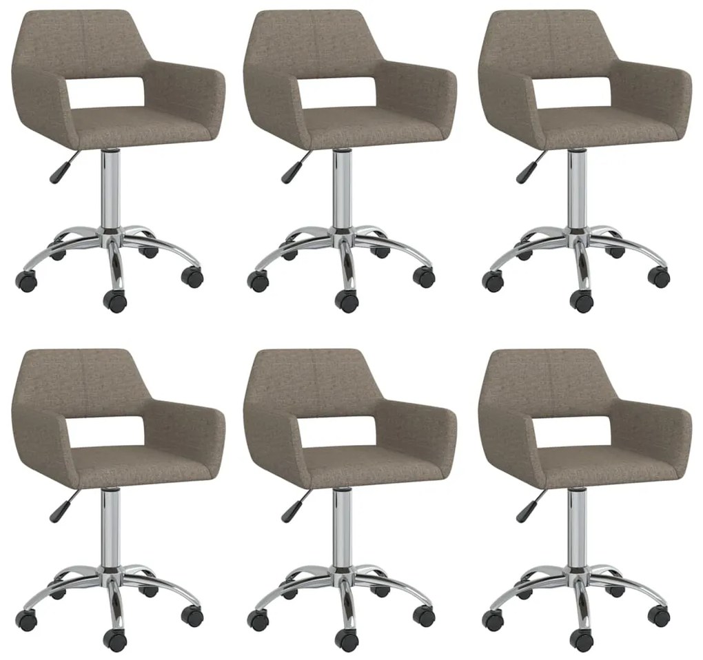 vidaXL Cadeiras de jantar giratórias 6 pcs tecido cinzento-acastanhado