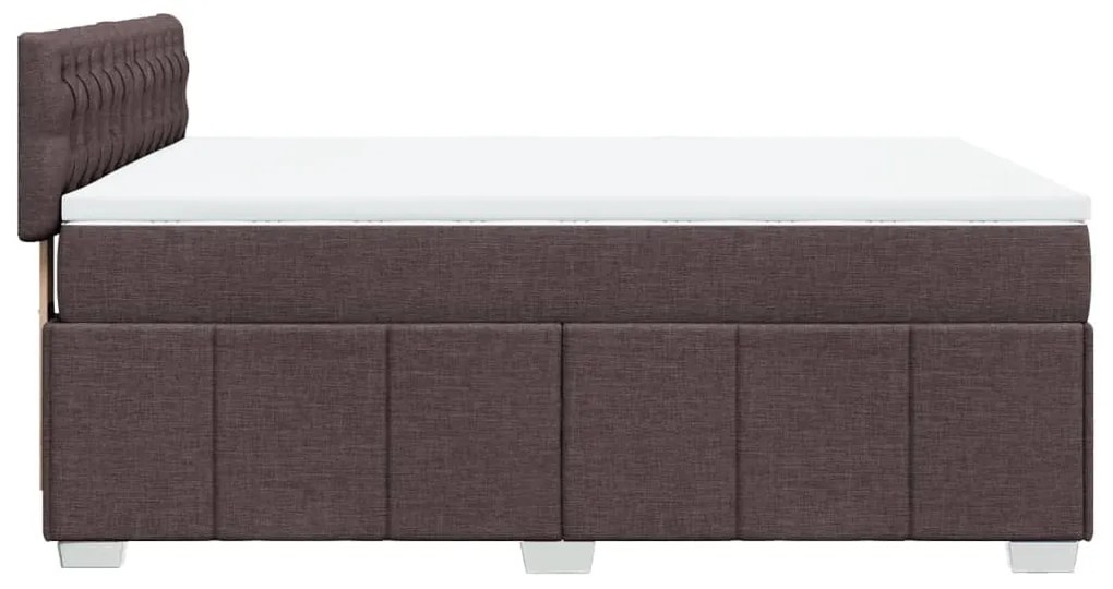 Cama com molas/colchão 160x200 cm tecido castanho-escuro