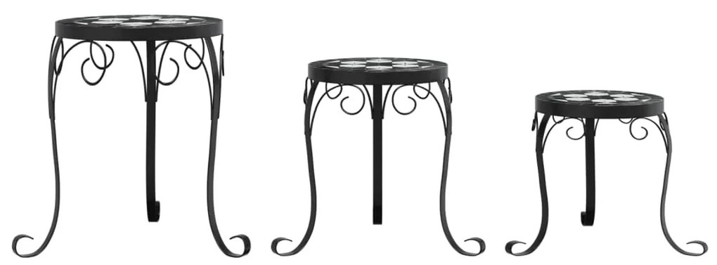 Suportes de plantas 3 pcs cerâmica preto e branco