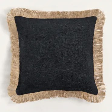 Coussin Carré 45x45 Cm En Coton Paraiba Preto - Crema Linho - Sklum