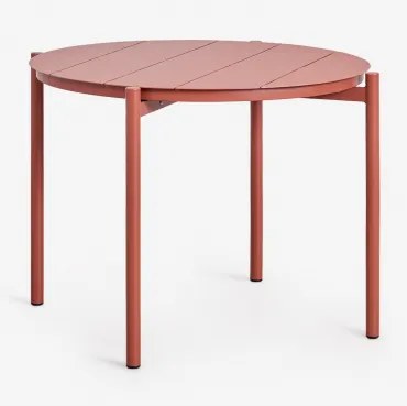 Mesa De Jardim Redonda Ø110 Cm Em Alumínio Elton Terracota - Sklum