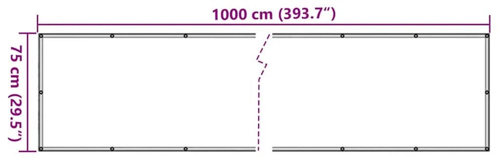 Tela de privacidade para varanda 1000x75 cm PVC antracite