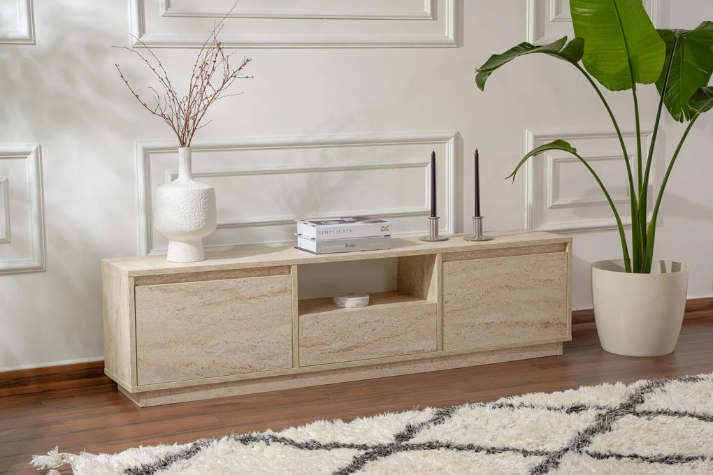 Móvel TV Vanguard – Travertine – 160x42x29,5 cm