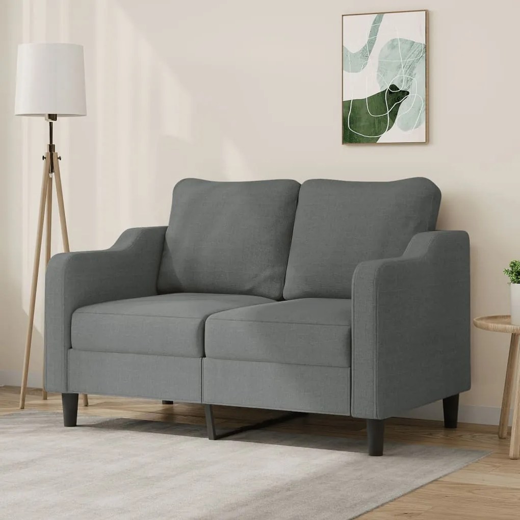 vidaXL Sofá de 2 lugares em tecido 120 cm cinzento-escuro