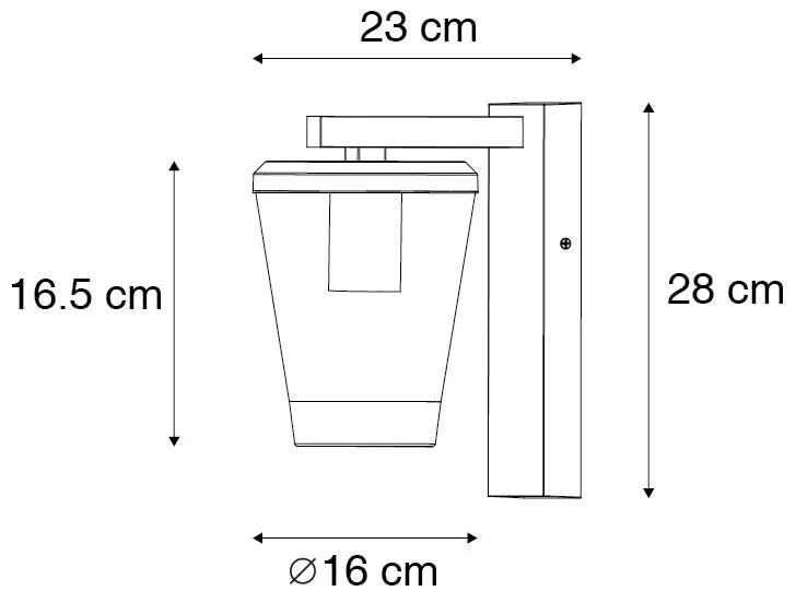 Candeeiro de parede exterior moderno preto IP44 - Joren Moderno
