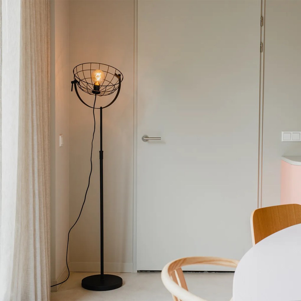 Candeeiro de pé industrial preto 35 cm ajustável - Hanze