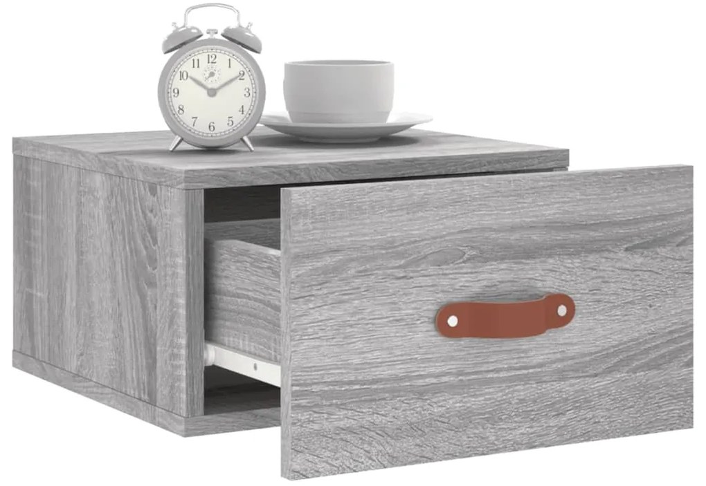 Mesas de cabeceira de parede 2 pcs 35x35x20 cm cinzento sonoma