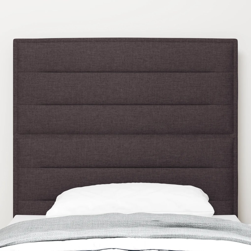Cabeceira de LED Design Linhas Castanho Escuro 100 cm Tecido
