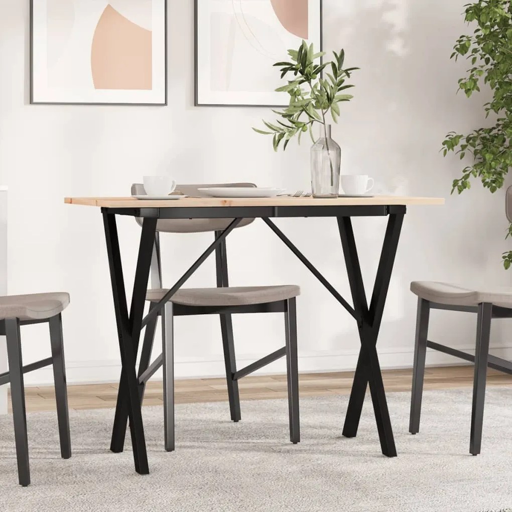 vidaXL Mesa de jantar estrutura em X 100x50x75cm pinho e aço