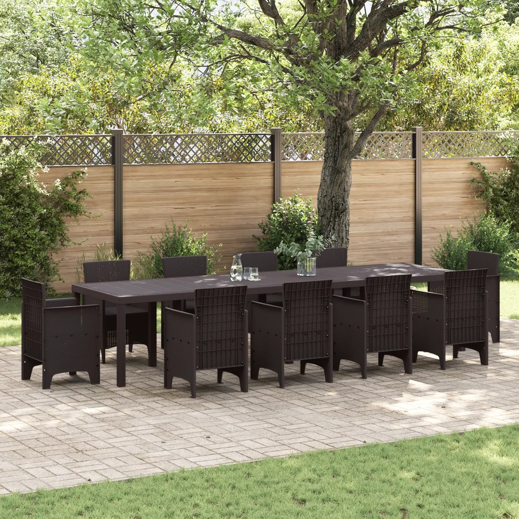 Mesa de Jardim vidaXL Castanha 350x100x73 cm Polirattan