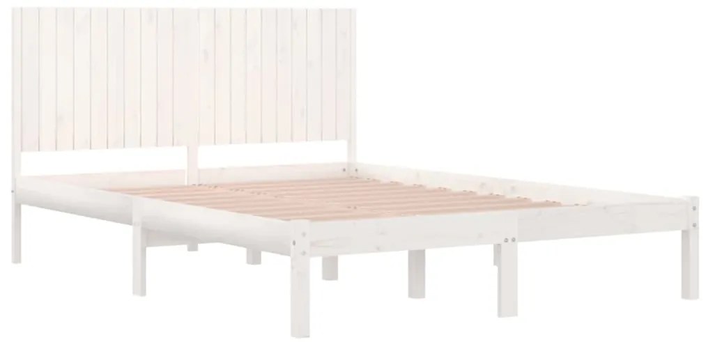 Cama sem colchão 200x200 cm madeira de pinho maciça branco