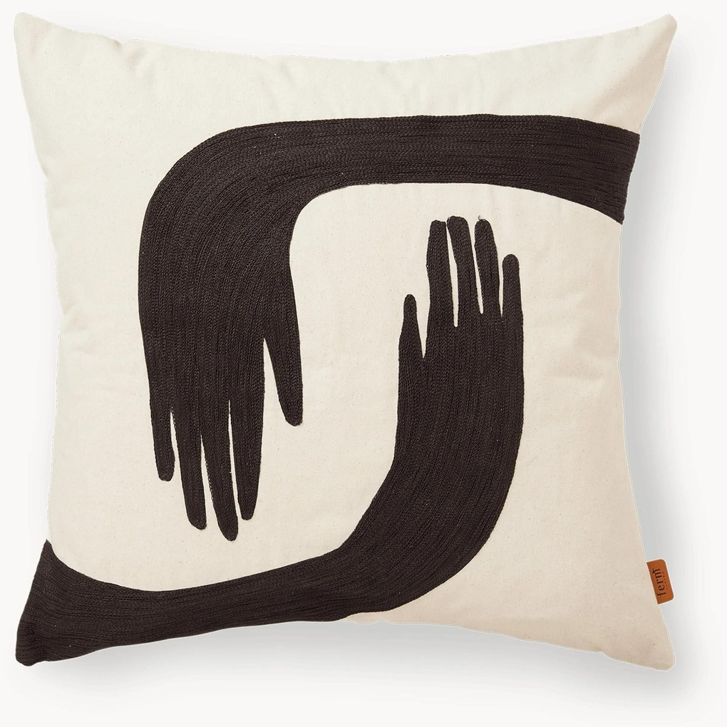 Almofada em algodão orgânico bordada à mão Pose