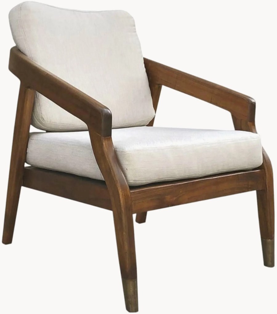 Poltrona estofada em madeira de mindi Mona