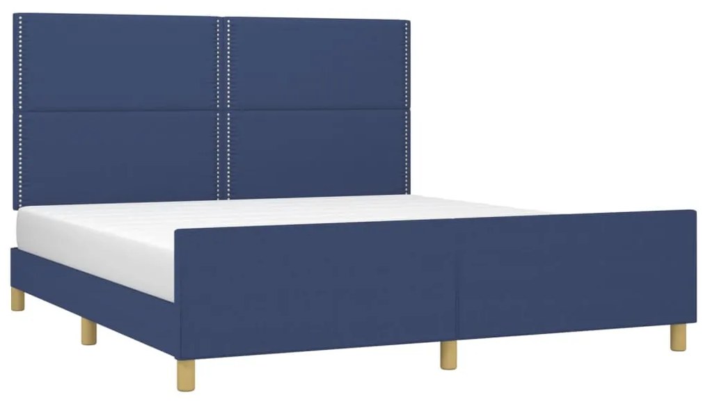 Estrutura de cama sem colchão 160x200 cm tecido azul