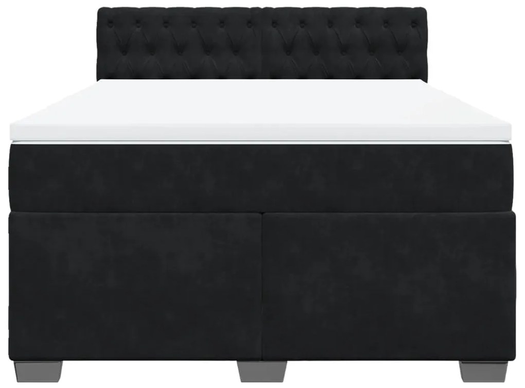 Cama com molas/colchão 140x200 cm veludo preto