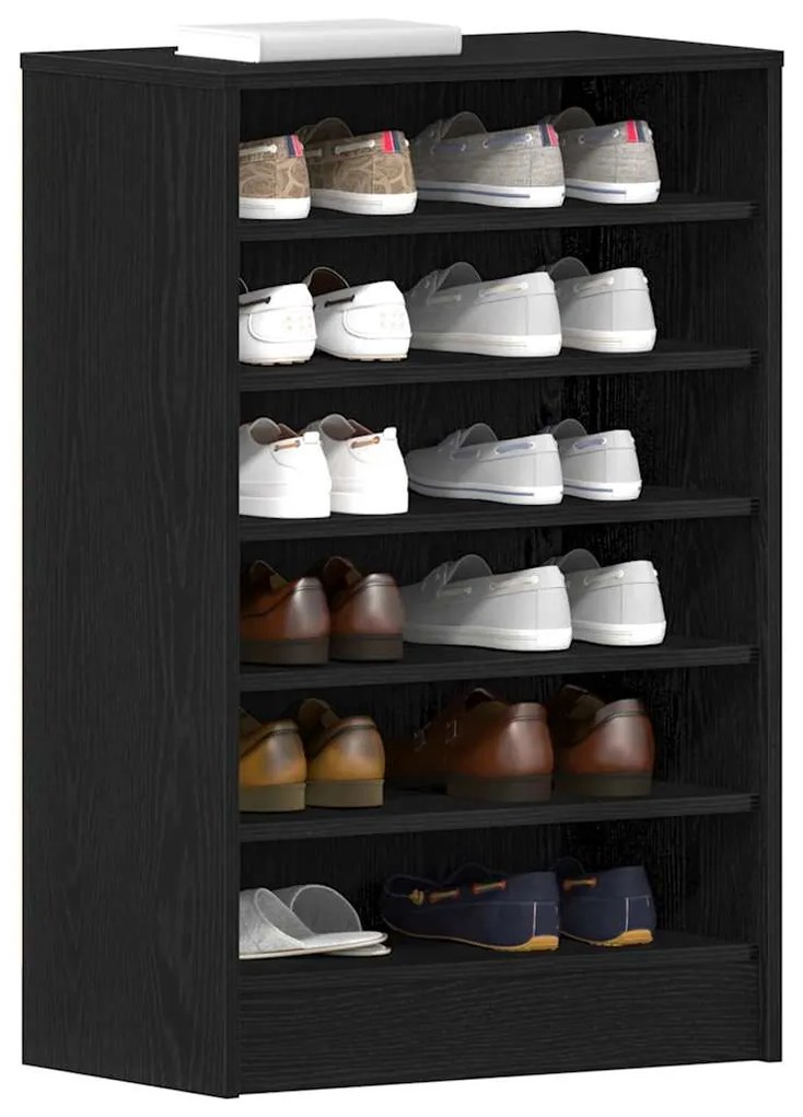 Armário de Sapatos vidaXL Preto Carvalho 60x35x92 cm Madeira de Engenh