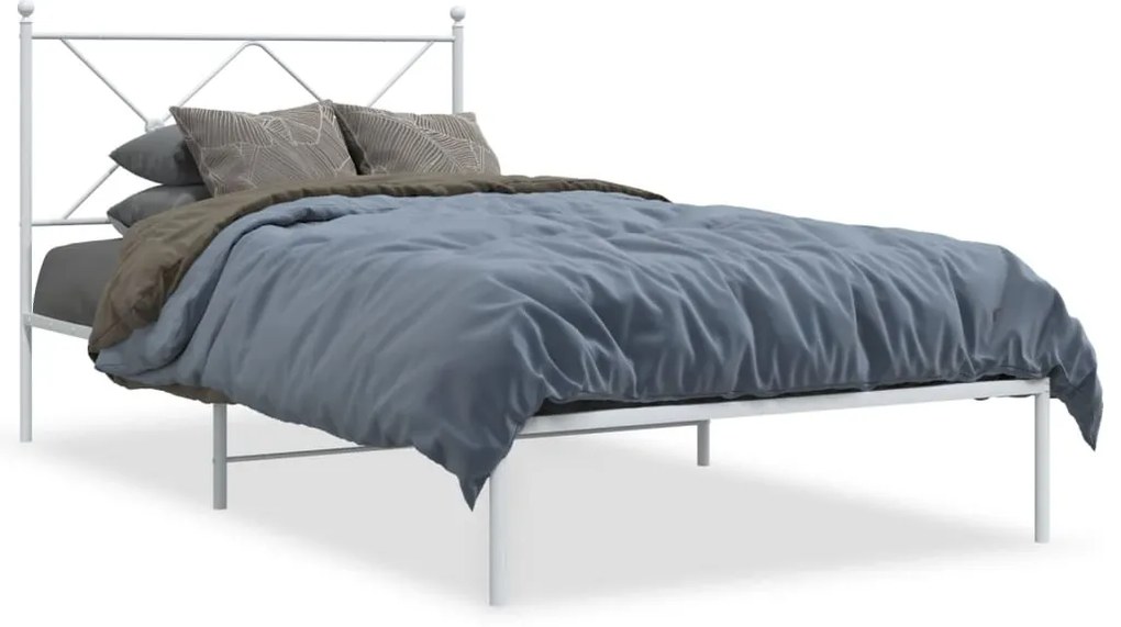 Estrutura de cama com cabeceira 100x200 cm metal branco