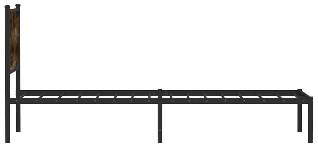 Estrutura de cama sem colchão 90x190 cm metal carvalho fumado