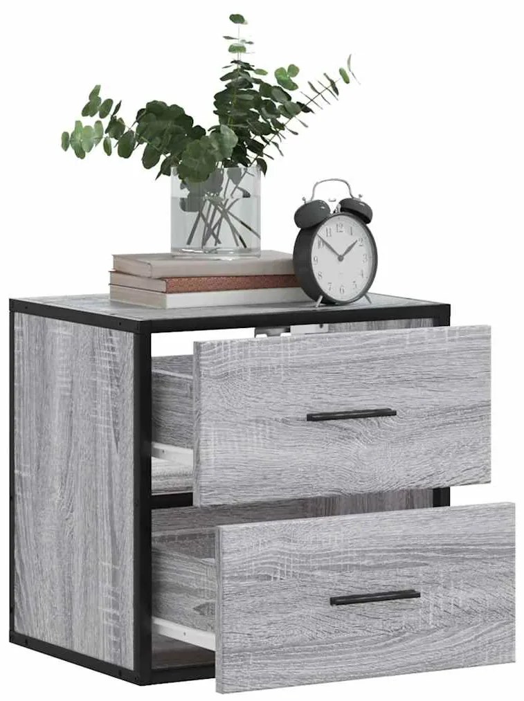 Mesa de cabeceira de parede 40x31x39,5 cm cinzento sonoma