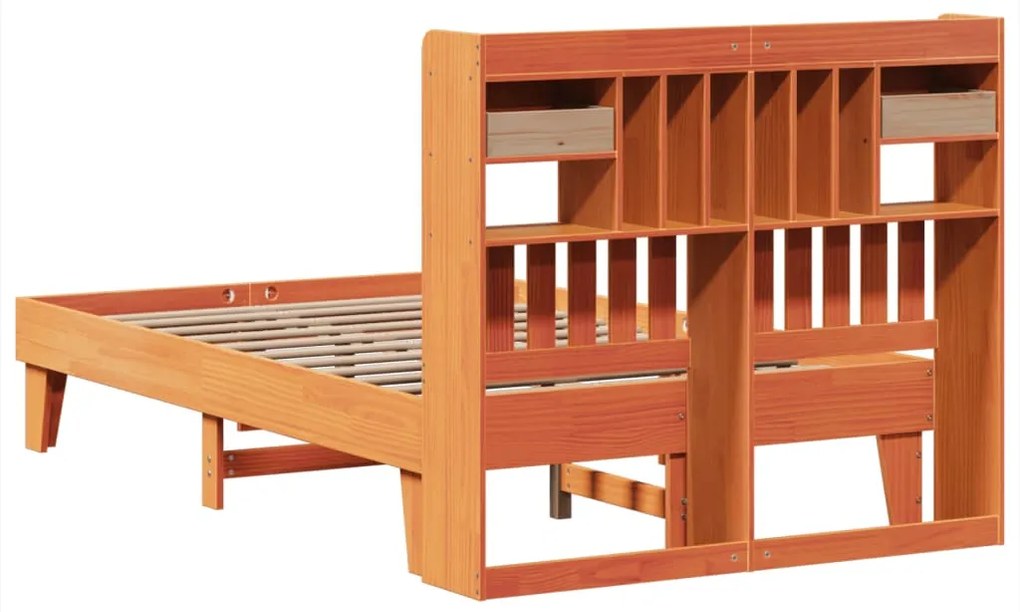 Cama sem colchão 120x190 cm madeira pinho maciça castanho-mel