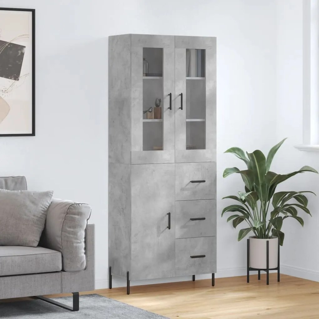 vidaXL Armário alto 69,5x34x180 cm derivados de madeira cinza cimento