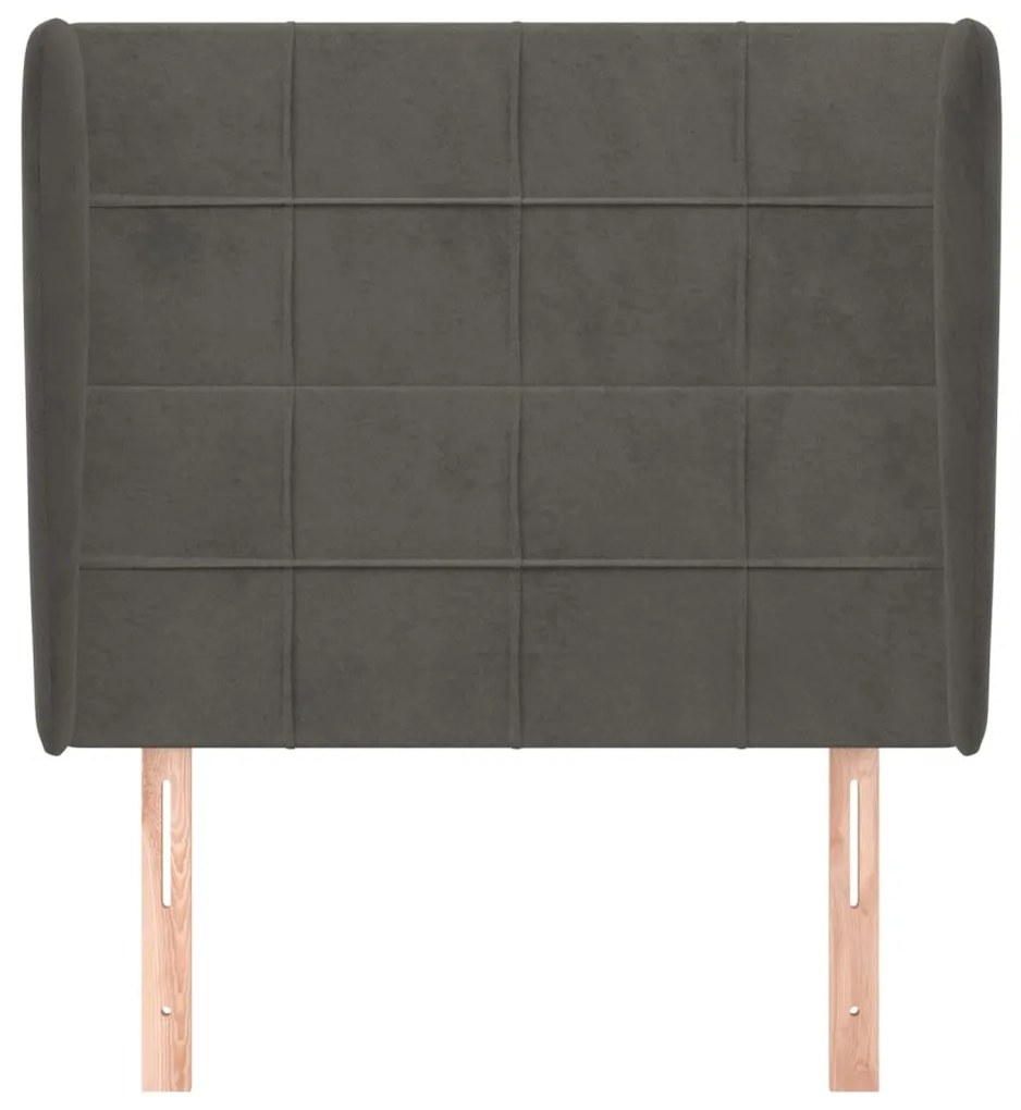 Cabeceira cama c/ abas veludo 83x23x118/128 cm cinzento-escuro
