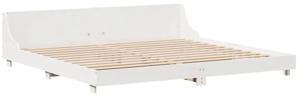 Cama sem colchão 200x200 cm madeira de pinho maciça branco