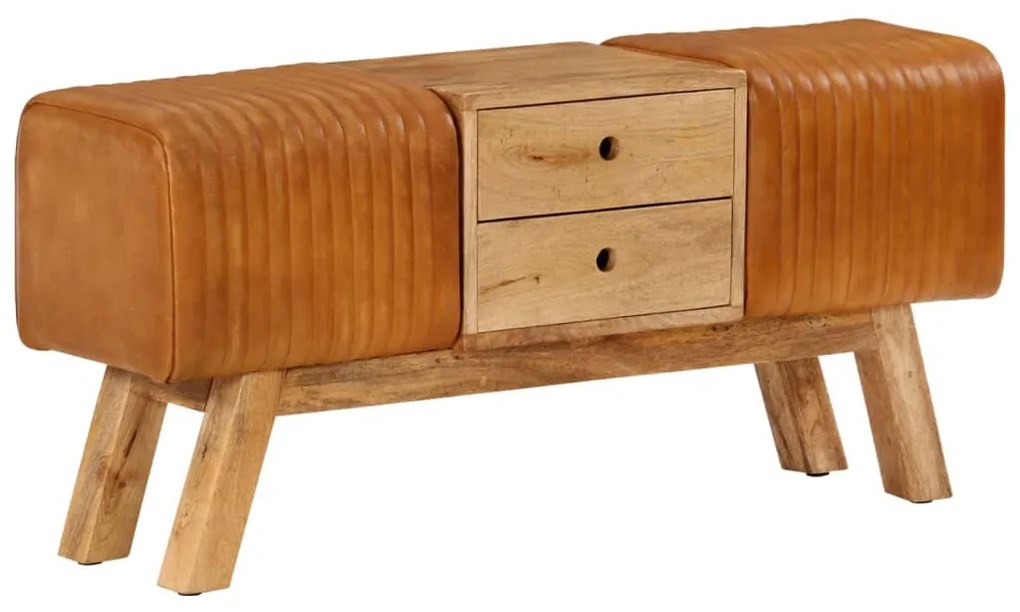 Boque 107 cm couro de cabra genuíno/mangueira maciça castanho