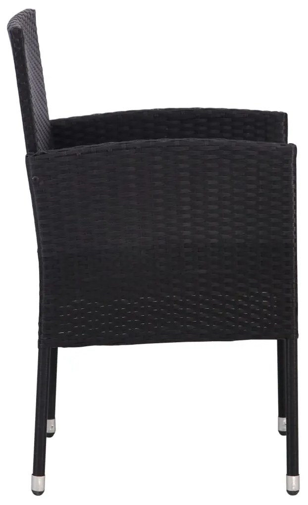9 pcs conjunto de jantar para jardim vime PE e aço preto