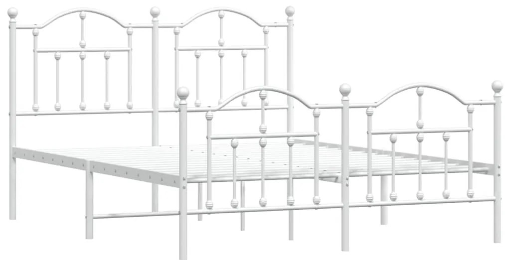 Estrutura de cama com cabeceira e pés 135x190 cm metal branco