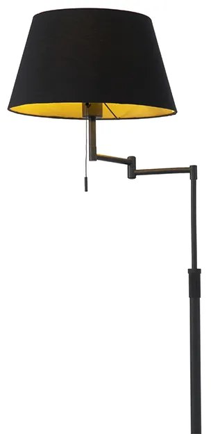 LED Candeeiro de pé inteligente preto com abajur preto incl. Wifi A60 - Ladas Deluxe Moderno