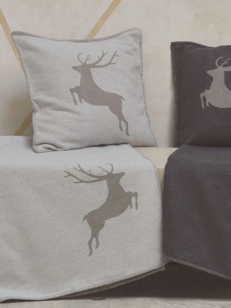 Soft fleece pillowcase Sylt with deer motif