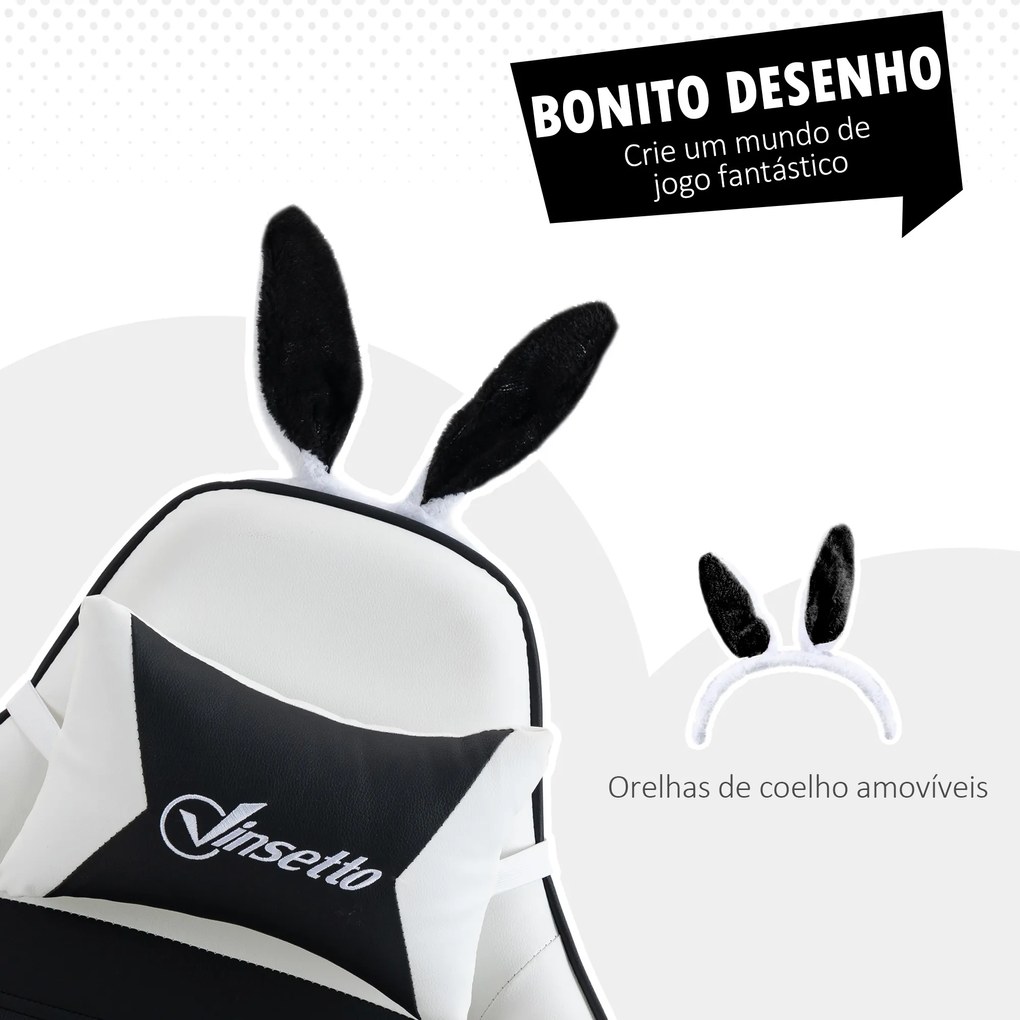 Cadeira Gaming Profissional Cadeira Gamer Giratória de Couro PU com Altura Ajustável Inclinável 135° Apoio para a Cabeça e Apoio para os Pés para Escr