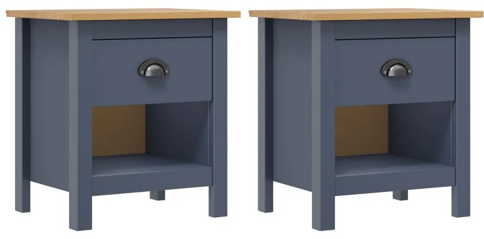 vidaXL Mesas de cabeceira Hill 2 pcs 46x35x49,5 cm pinho cinza