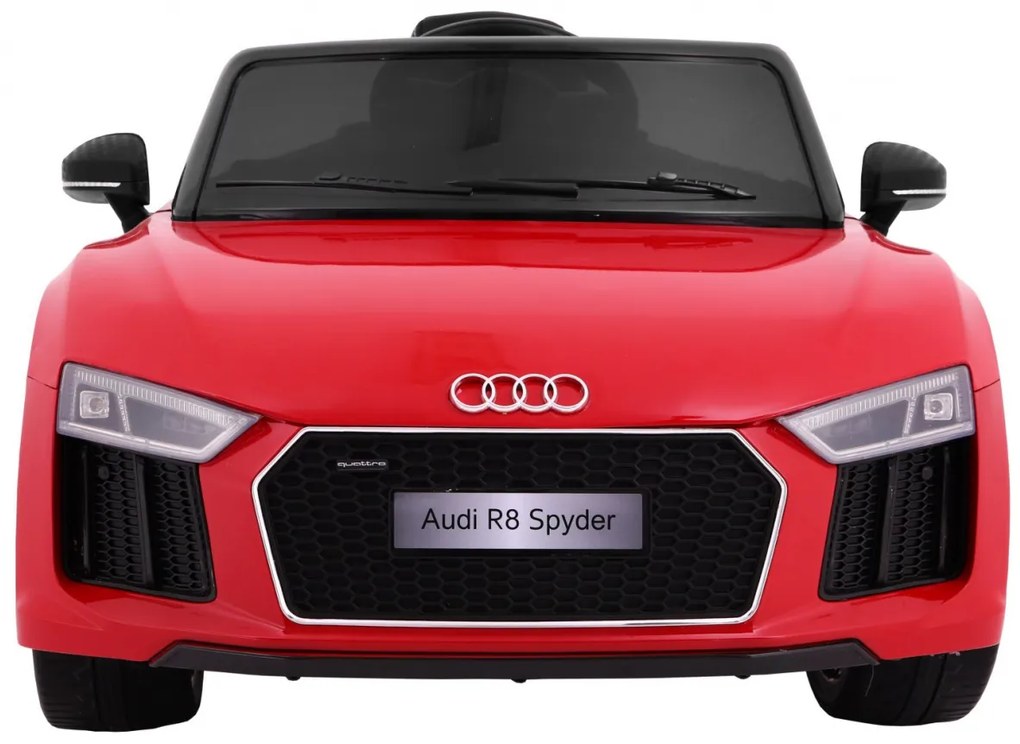 Carro elétrico para Crianças 12V AUDI R8 Spyder RS Rodas EVA, e assento couro ecológico 2 4 G Vermelho Pintado