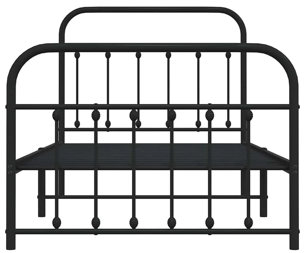 Estrutura de cama com cabeceira e pés 100x190 cm metal preto