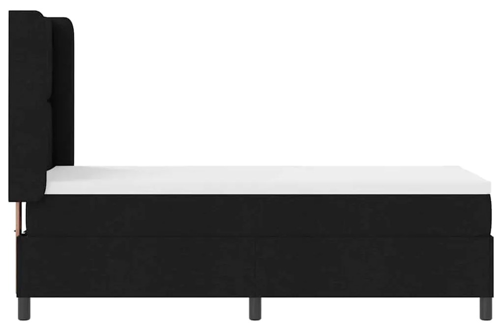 Cama Box com colchão e LED preto 90x190 cm, tecido.