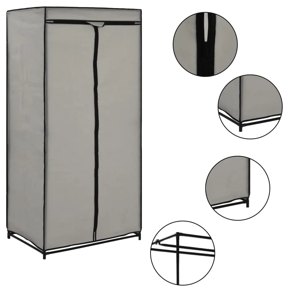 vidaXL Roupeiro 75x50x160 cm cinzento