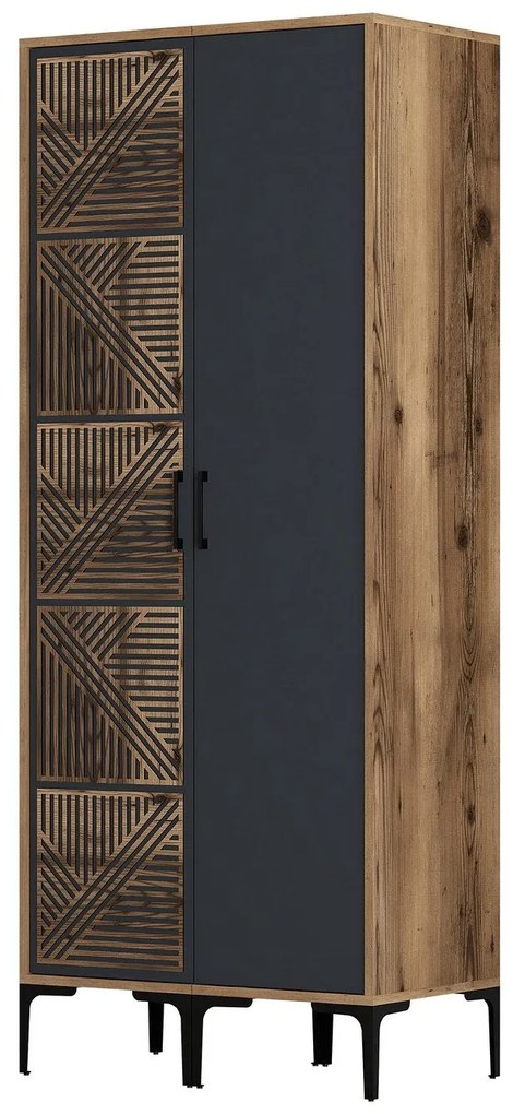 Roupeiro Kumsal PS – Nogueira e Antracite – 80x47,5x201,4 cm